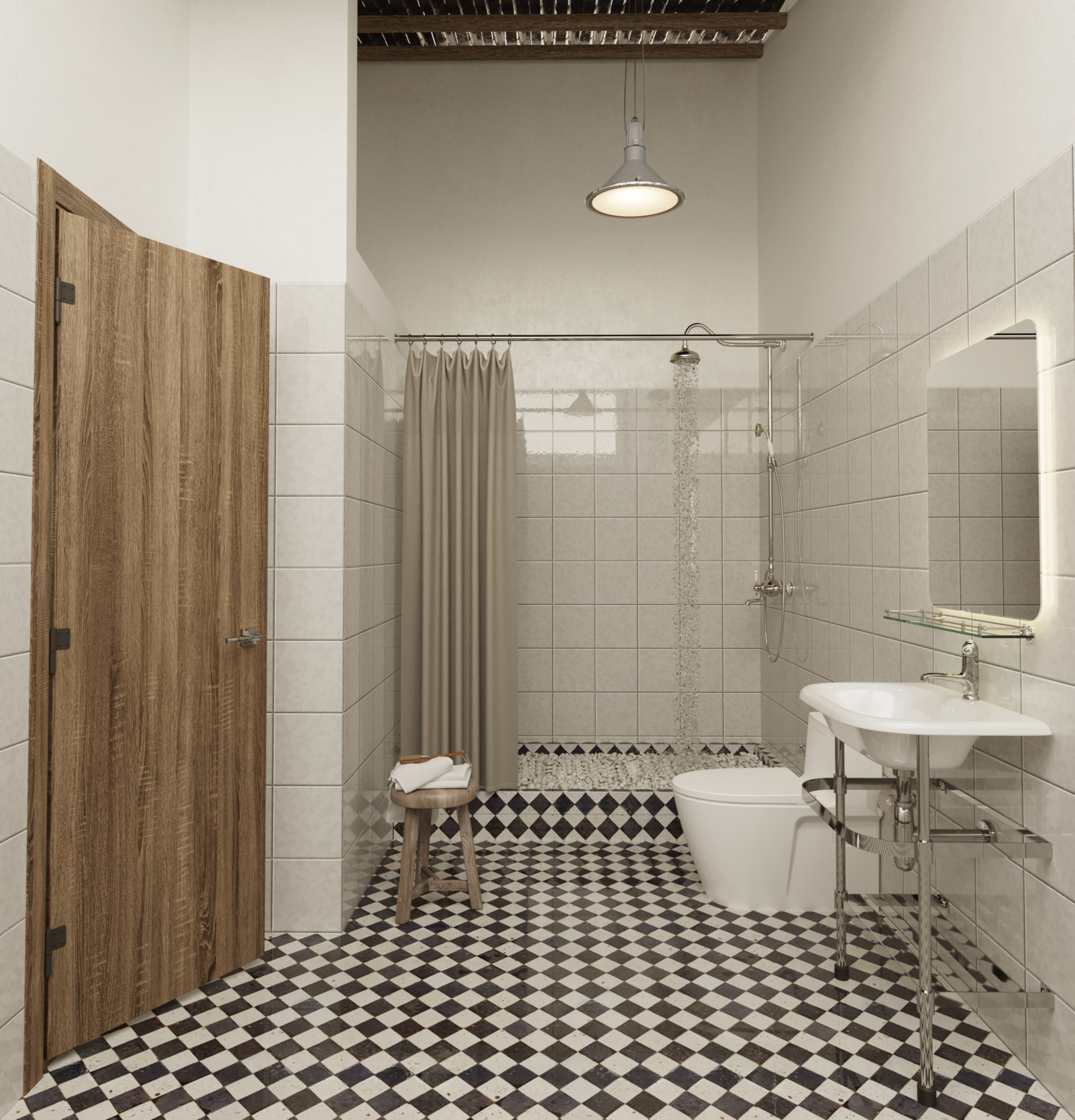 Không gian phòng tắm được thiết kế rộng rãi tiện nghi nội thất hiện đại 