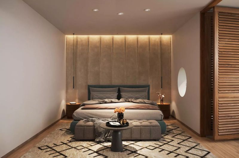 Phòng ngủ được thiết kế với tông màu nhẹ nhàng ấm cúng