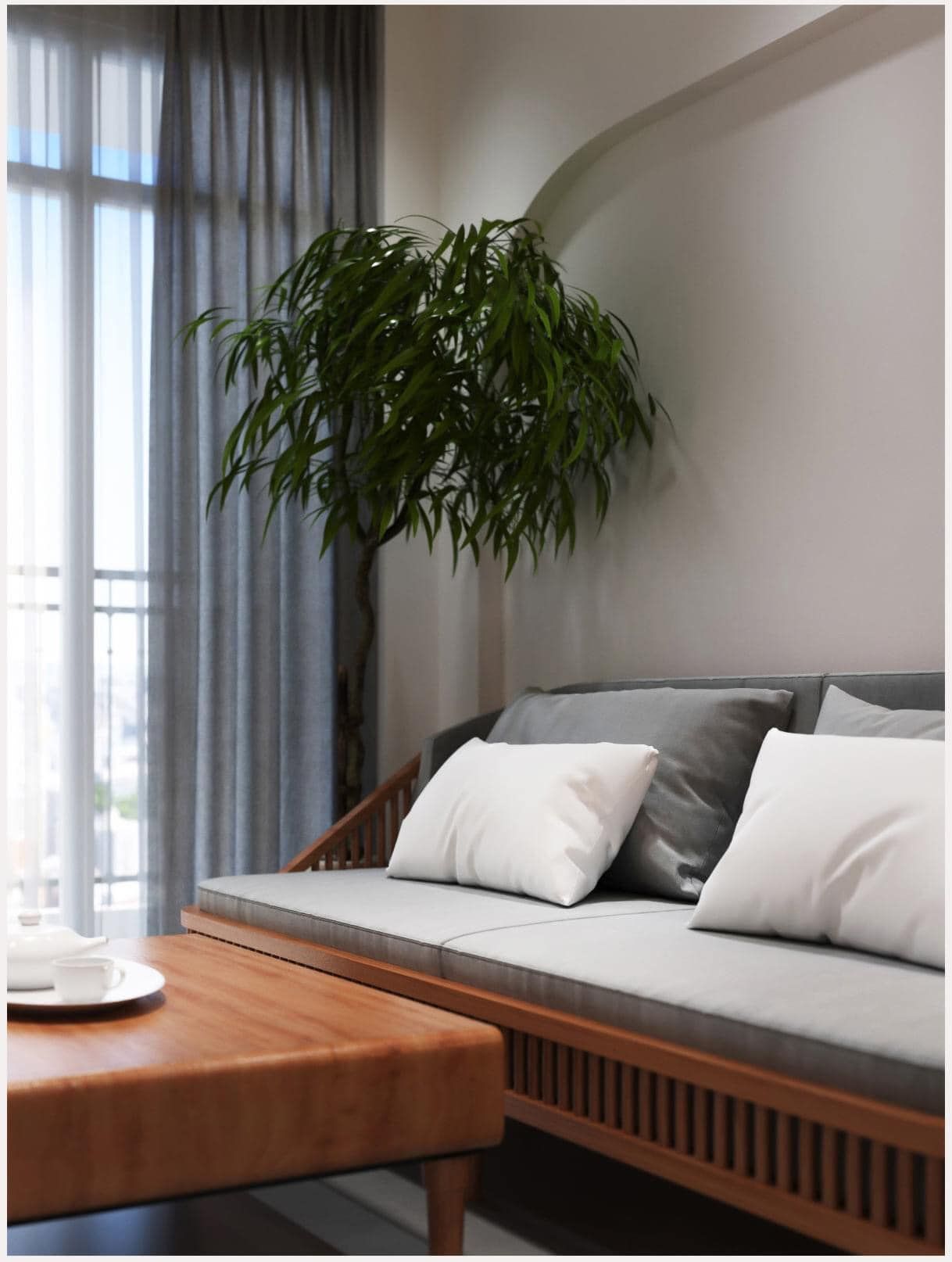 Không gian ngôi nhà được trang trí bởi nhiều chậu cây xanh giúp điều hòa không khí cực kỳ hiệu quả