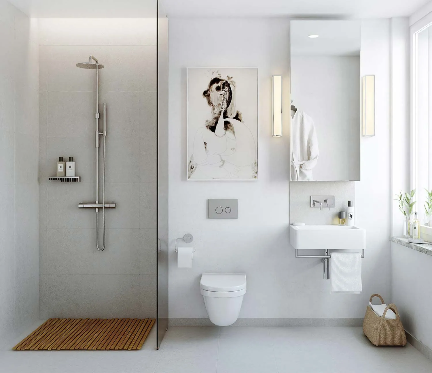 Phòng tắm nhỏ tối giản, tối ưu diện tích