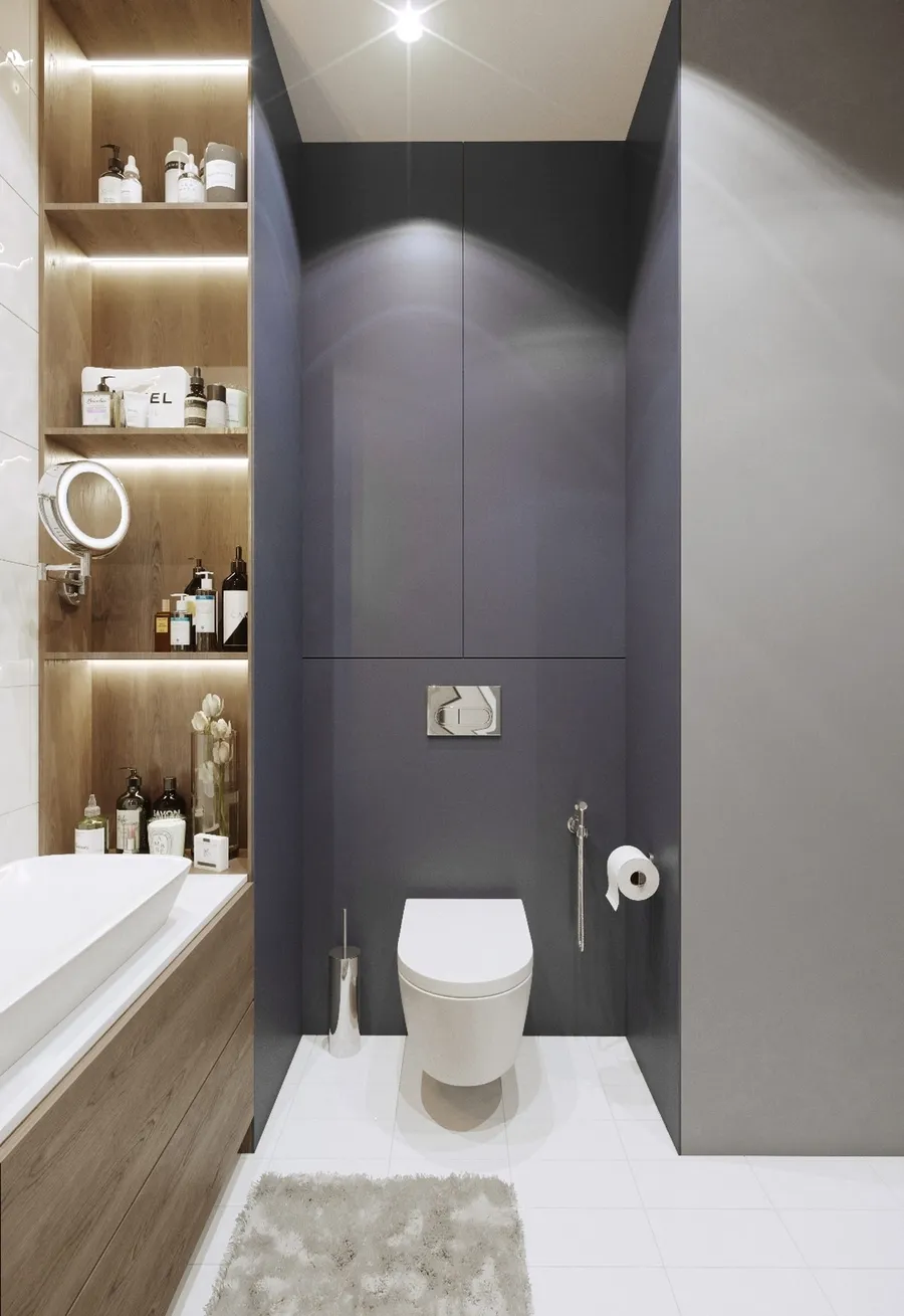 Thiết kế phòng tắm nhỏ với nhiều không gian lưu trữ