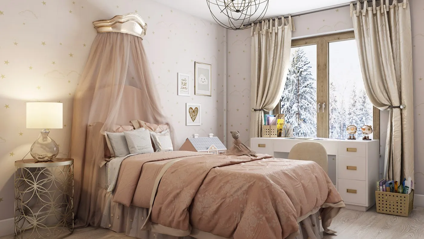 Mẫu phòng ngủ đẹp cho bé gái 15 tuổi với thiết kế giường lớn