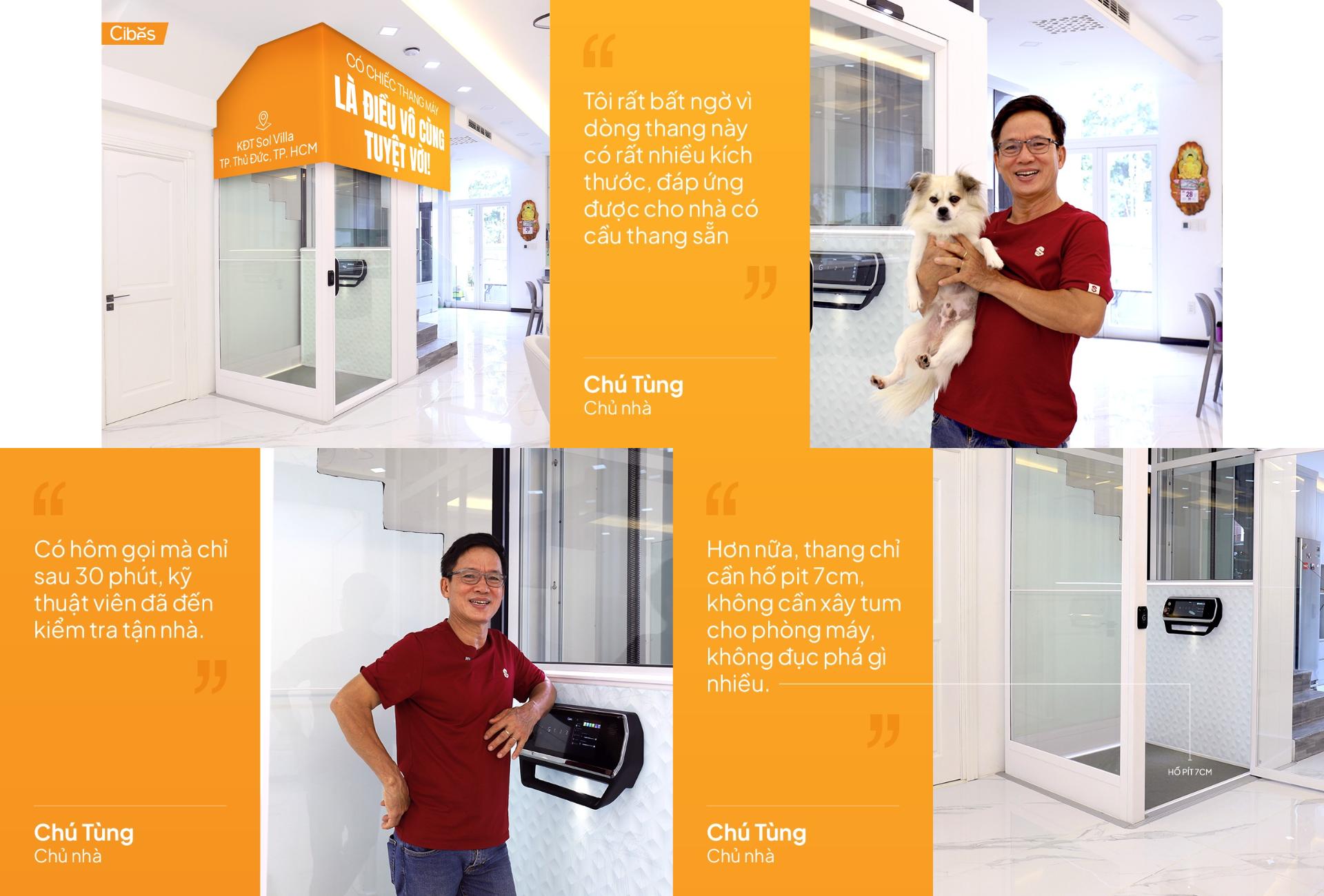 Thang máy Cibes hiện diện tại căn biệt thự của chú Tùng